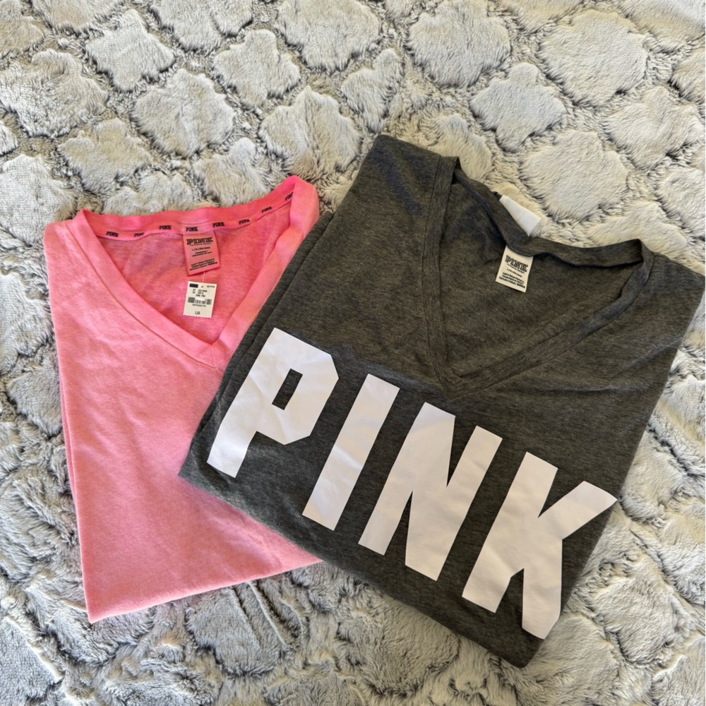 Set of 2 Victoria’s Secret PINK thin lounge shirts size Large (Pink is NWT)